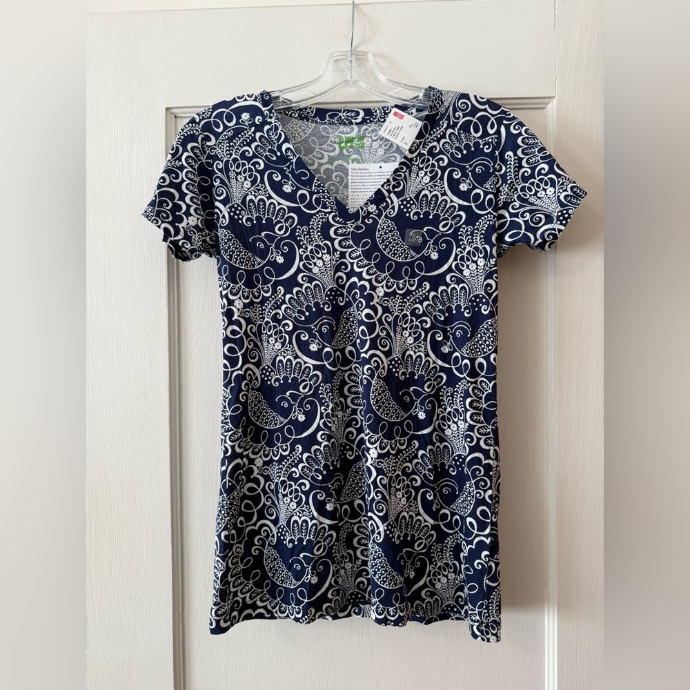 Uniqlo x Vera Bradley | Blue Stylized Peacock Medallion T-Shirt XS